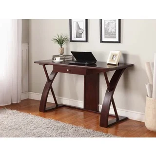 Solid Wood Computer Desk in Dark Brown