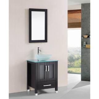 Belvedere 24-inch Espresso Tempered Glass Bathroom Vanity Set