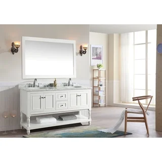Ari Cape Cod White 60 Inch Double Bathroom Vanity Set with Mirror