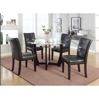 Wesley Cappuccino Glass Top Round 5 Piece Dining Set
