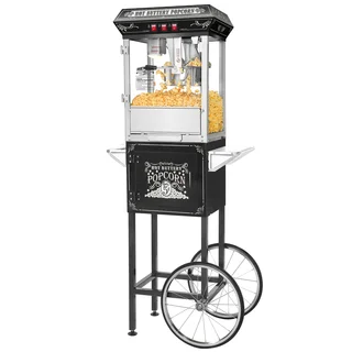 Great Northern Black 8 Ounce Popcorn Popper Machine with Cart