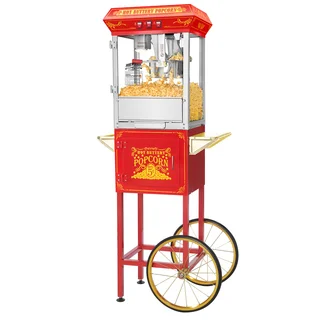 Red Popcorn Popper Machine Cart