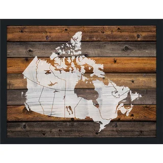 Canada Map On Wood 1' Giclee Wood Wall Decor