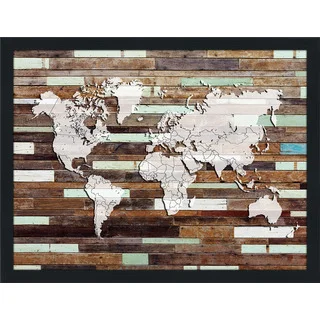 World Map On Wood 3 Giclee Wood Wall Decor