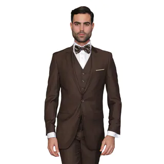 Statement Men's Lorenzo Brown Italian Wool 3-piece Slim Fit Suit