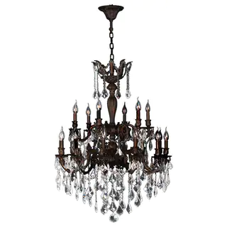 French Versailles 18 Light Flemish Brass Finish Crystal Chandelier Two 2 Tier