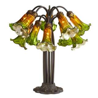 Green and Amber Mercury Glass 21-inch high 10 Lily Downlight Table Lamp