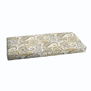Grey Gold Paisley Indoor/ Outdoor Corded Bench Cushion