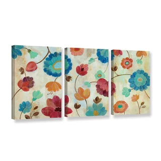 ArtWall 4 Piece Silvia Vassilevas Coral and Teal Garden II Gallery Wrapped Canvas Square Set 36 x 36 