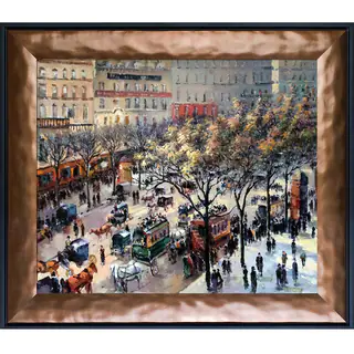 Camille Pissarro 'Boulevard des Italiens, Morning Sunlight' Hand Painted Framed Canvas Art