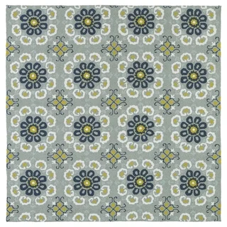 Seaside Pewter Green Floral Indoor/Outdoor Rug (7'9 x 7'9 Square)