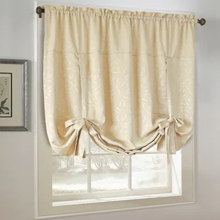 All Over Leaf Jacquard Adustable Tie-Up Window Shade