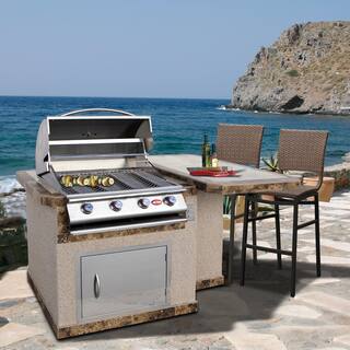 Cal Flame LBK-402-A Stucco Stainless Steel 6-Foot 4 Burner Gas Grill Island with Tile