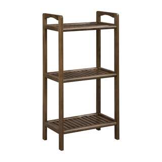 New Ridge Home Solid Birch Wooden 3 Shelf Tower with Antique Chestnut Finish