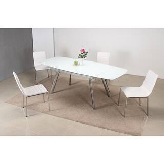 5 Piece Dining Set in White with Chrome Legs