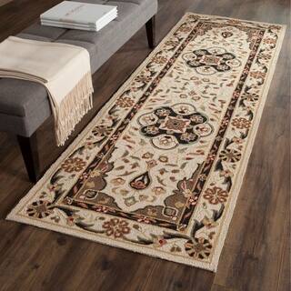 Safavieh Hand-hooked Easy to Care Cream/ Olive Rug (2' 6 x 10')