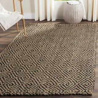 Safavieh Casual Natural Fiber Hand-Woven Natural / Black Jute Rug (7' Square)