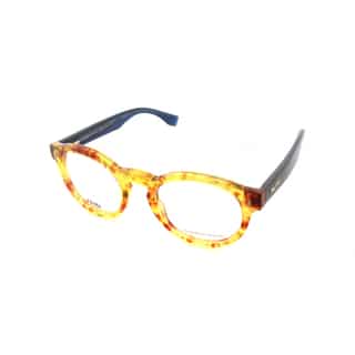 Fendi FF 0028 7OH Spotted Havana And Coral Plastic Round Eyeglasses