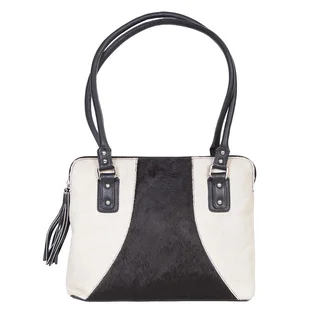 Scully Leather White and Black Shoulder Handbag