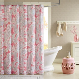 Intelligent Design Daniela Printed Pink Shower Curtain