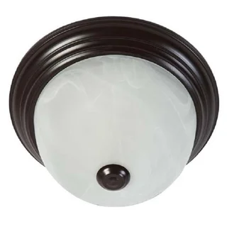 Oil Rubbed Bronze Flush Mount Light Fixture with White Marble Glass