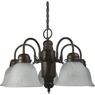 Mike Dark Brown Finish 5-light Chandelier Light Fixture with Frosted Marble Glass