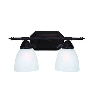 Y-Decor Jeffrey Oil Rubbed Bronze Finish 2-light Vanity Fixture with White Alabaster Glass