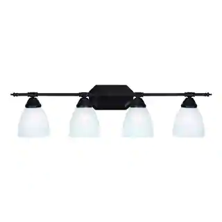 Jeffrey 4 Light Oil Rubbed Bronze Finish Vanity Bathroom Light Fixture with White Alabaster Glass
