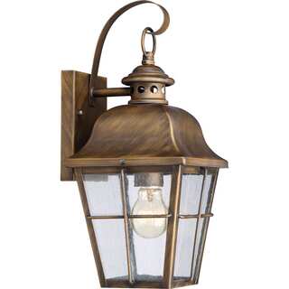 Quoize Millhouse Small Indoor/Outdoor Wall Lantern with Brushed Bronze Finish and Seed Glass