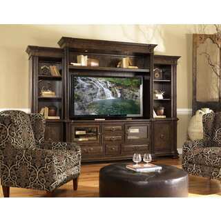 Estella Entertainment Wall with Display Piers in Dark Brown