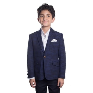 Elie Balleh Boy's Milano Italy 2016 Style Slim Fit Jacket/Blazer with Navy and Black Camo Design