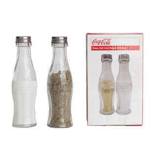 Sunbelt Gifts Clear Glass Coca-Cola Salt and Pepper Shaker Set