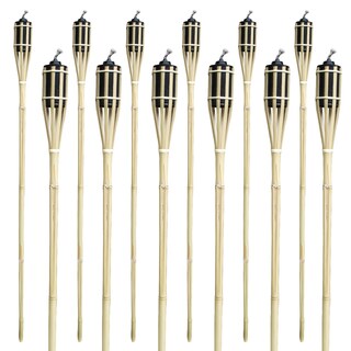 Matney Set of 12 Bamboo Tiki-style Torches 48-inch Length Metal Oil Canister