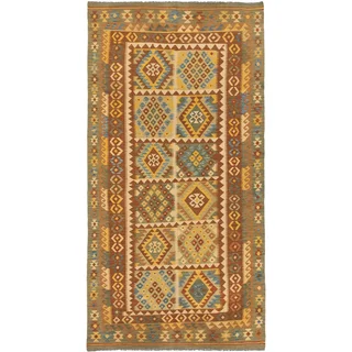 ecarpetgallery Handmade Hereke Beige and Yellow Wool Kilim Rug (5'5 x 10'2)