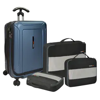 Traveler's Choice Barcelona 22-inch Polycarbonate Carry On Hardside Spinner Suitcase and Packing Cubes Set