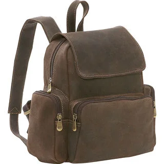 LeDonne Women's Distressed Leather Mini Backpack in Chocolate Brown