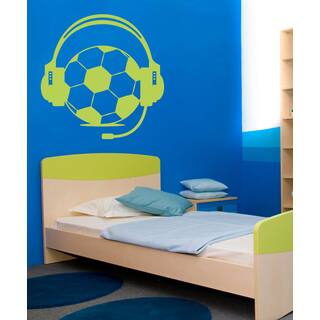 Soccer ball and headset Wall Art Sticker Decal Green