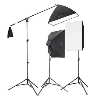 2275W Digital Video Softbox Lighting Kit Boom Set 2 Softboxes and a Boom Stand