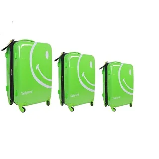 Smiley World Wink Bright Green Three Piece Hardside Rolling Luggage Set
