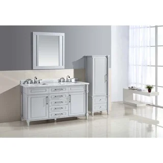 Ari Kitchen and Bath Ani Grey Wood and Marble 60-inch Double Bathroom Vanity Set