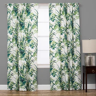 Bermuda Cotton Palm Leaf Green Curtain Panel