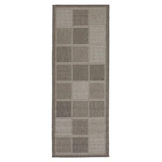 Berrnour Home Collection Boxes Design Indoor / Outdoor Jute Backing Runner Rug (2'7 x7'0)