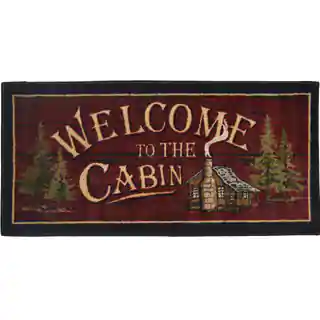 'Welcome to the Cabin' Nonskid Kitchen Accent Mat Rug
