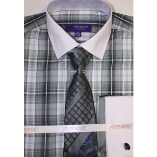 Men's Sage Cotton Shirt, Tie and Hankie Set