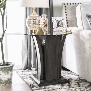 Furniture of America Adrian Grey Beveled Glass Top End Table
