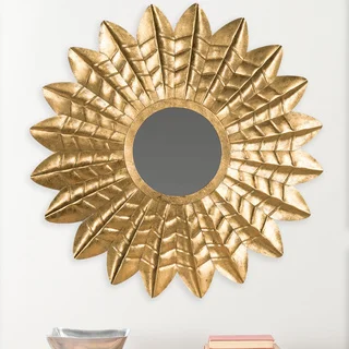 Safavieh Deco Leaf Antique Gold 36-inch Sunburst Mirror