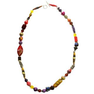 Trade Glass and Paper Bead Necklace