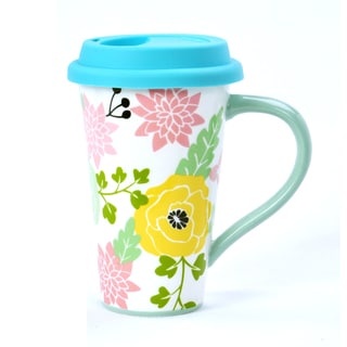 Kityu Gift Floral Pattern Travel Mug With Silicone Lid