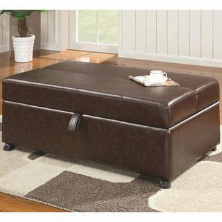 Coulson Brown Bonded Leather Sleeper and Ottoman