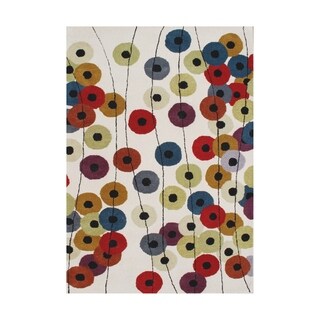 The Whimsical Colorful Alliyah Dotted Circles Yellow Lively Motif Wool Floor Rug (10' x 12')